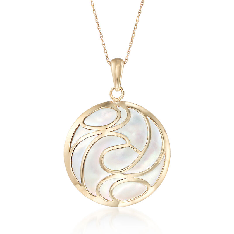 Mother-Of-Pearl Swirl Pendant Necklace in 14kt Yellow Gold image number 0