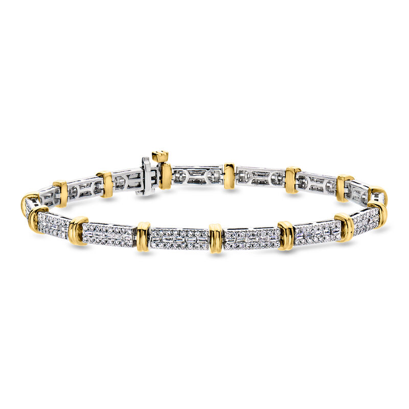 2.00 ct. t.w. Lab-Grown Diamond Bar Bracelet in Sterling Silver and 18kt Gold Over Sterling. 7" image number 0