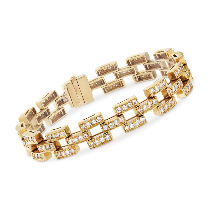 C. 1980 Vintage 5.00 ct. t.w. Diamond Link Bracelet in 18kt Yellow Gold image number 0
