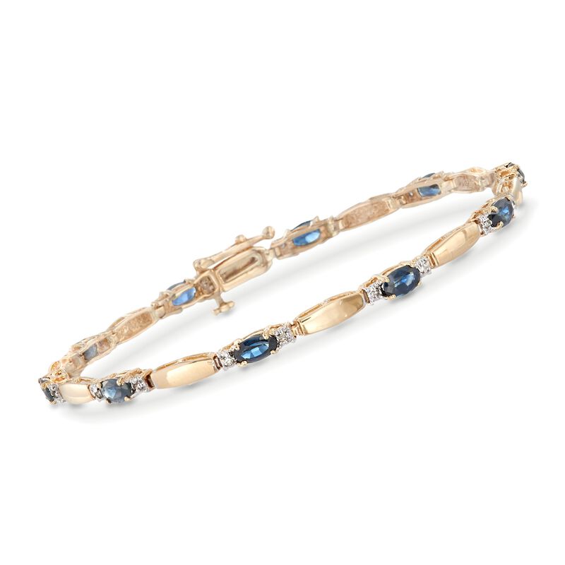3.80 ct. t.w. Sapphire and .10 ct. t.w. Diamond Bracelet in 14kt Yellow Gold. 7.75&quot; image number 0