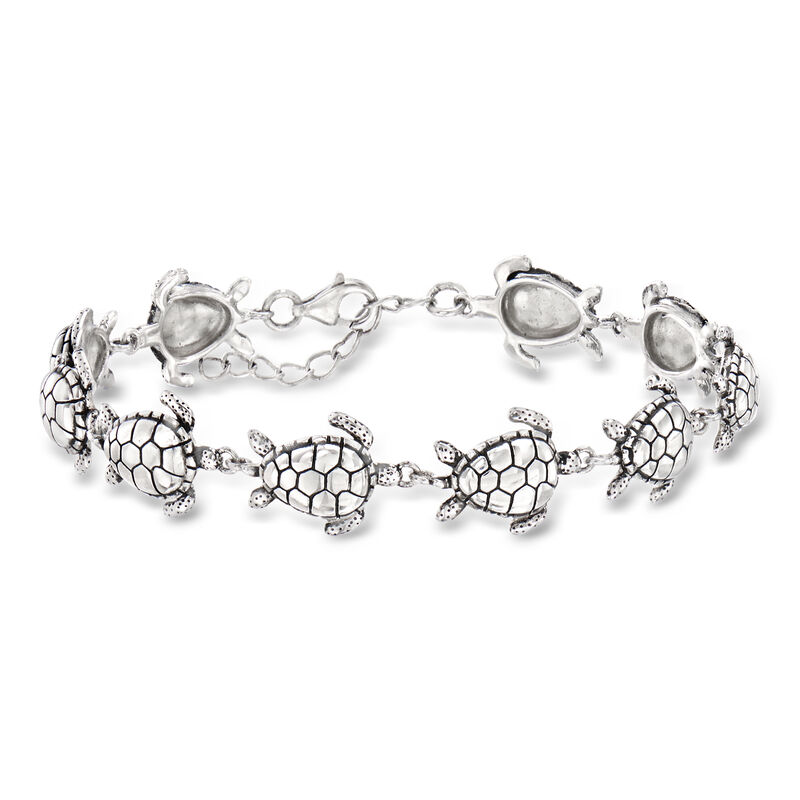 Sterling Silver Sea Turtle Bracelet image number 0