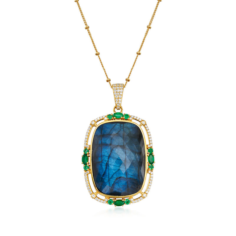Mixed Gem Pendant Necklace in 18kt Gold Over Sterling image number 0
