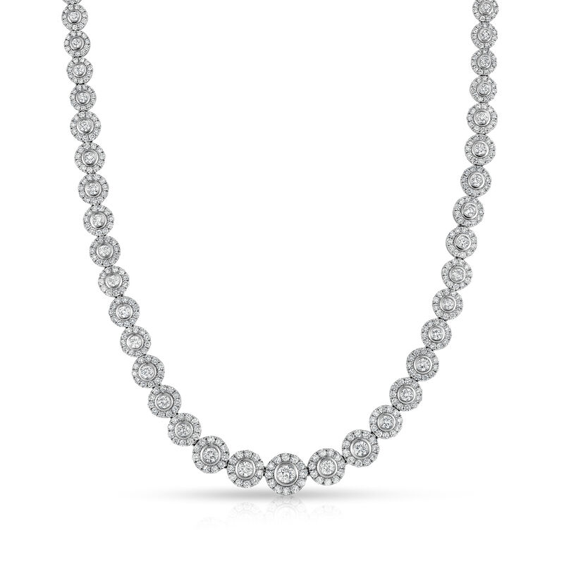 10.00 ct. t.w. Bezel-Set Diamond Tennis Necklace in 14kt White Gold image number 0