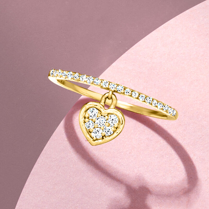 .20 ct. t.w. Diamond Heart Charm Ring in 14kt Yellow Gold image number 3