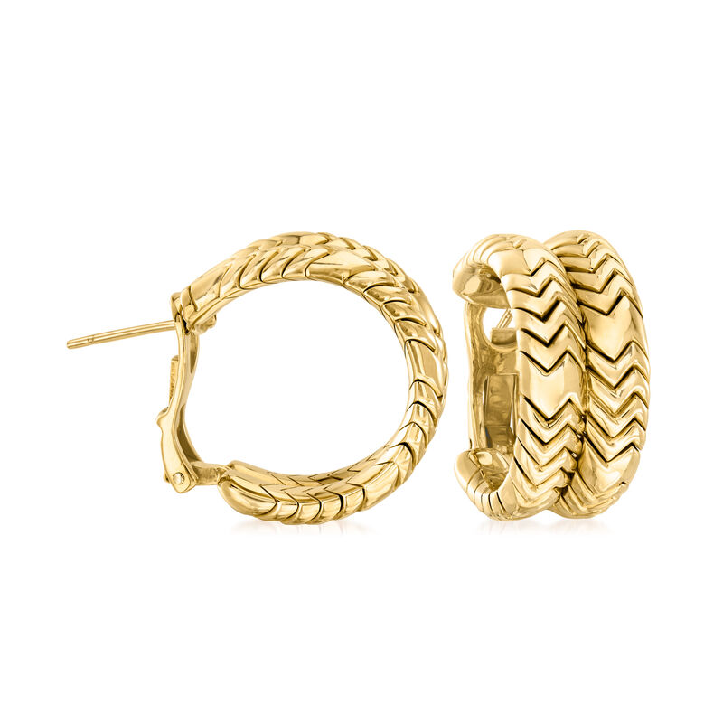 C. 1980 Vintage Bulgari Two-Row Hoop Earrings in 18kt Yellow Gold image number 0