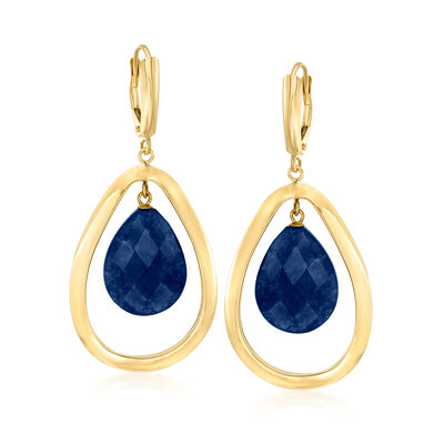 20.00 ct. t.w. Sapphire Teardrop Earrings in 14kt Yellow Gold