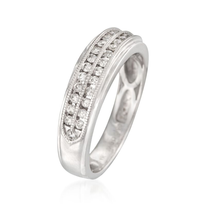 Men's .50 ct. t.w. Diamond Milgrain Wedding Ring in 14kt White Gold image number 1