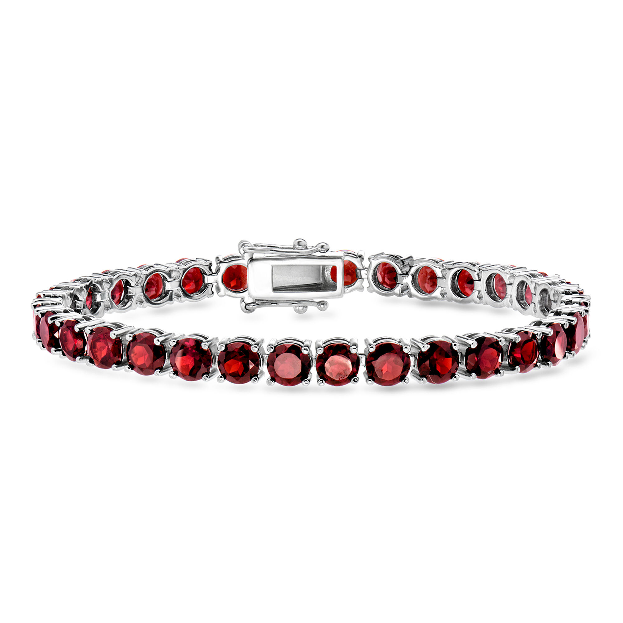 20.00 ct. t.w. Garnet Tennis Bracelet in Sterling Silver. 8&quot