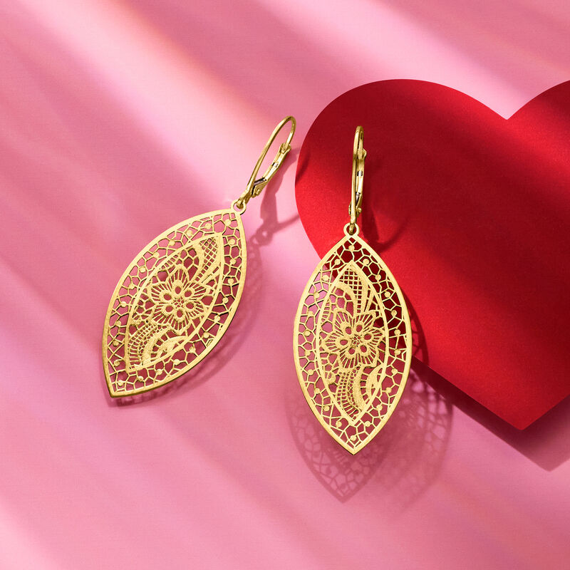 Italian 18kt Yellow Gold Filigree Drop Earrings image number 3