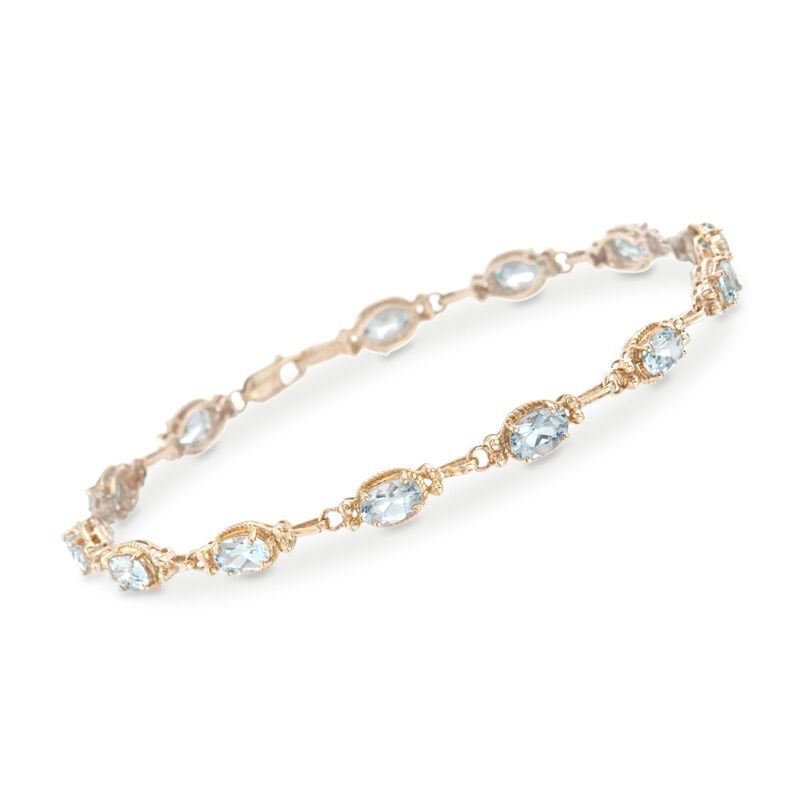 4.40 ct. t.w. Aquamarine Bracelet in 14kt Yellow Gold image number 0