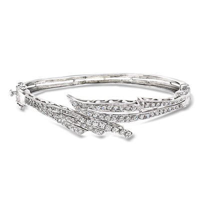 C. 1970 Vintage 1.80 ct. t.w. Diamond Bypass Bangle Bracelet in 14kt White Gold
