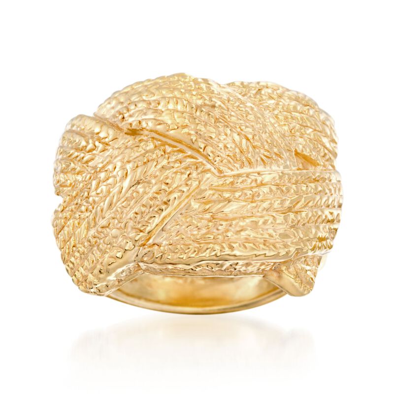 Italian 18kt Yellow Gold Basketweave Ring image number 0