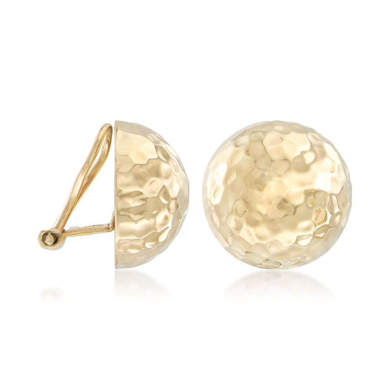 14kt Yellow Gold Hammered Dome Clip-On Earrings image number 2