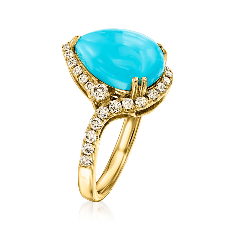 Le Vian Robin's Egg Blue Turquoise Ring with .57 ct. t.w. Nude Diamonds in 14kt Honey Gold. Size 7 image number 2