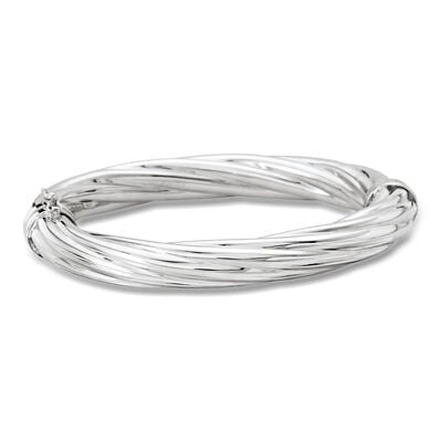 Italian 10mm Sterling Silver Twisted Bangle Bracelet