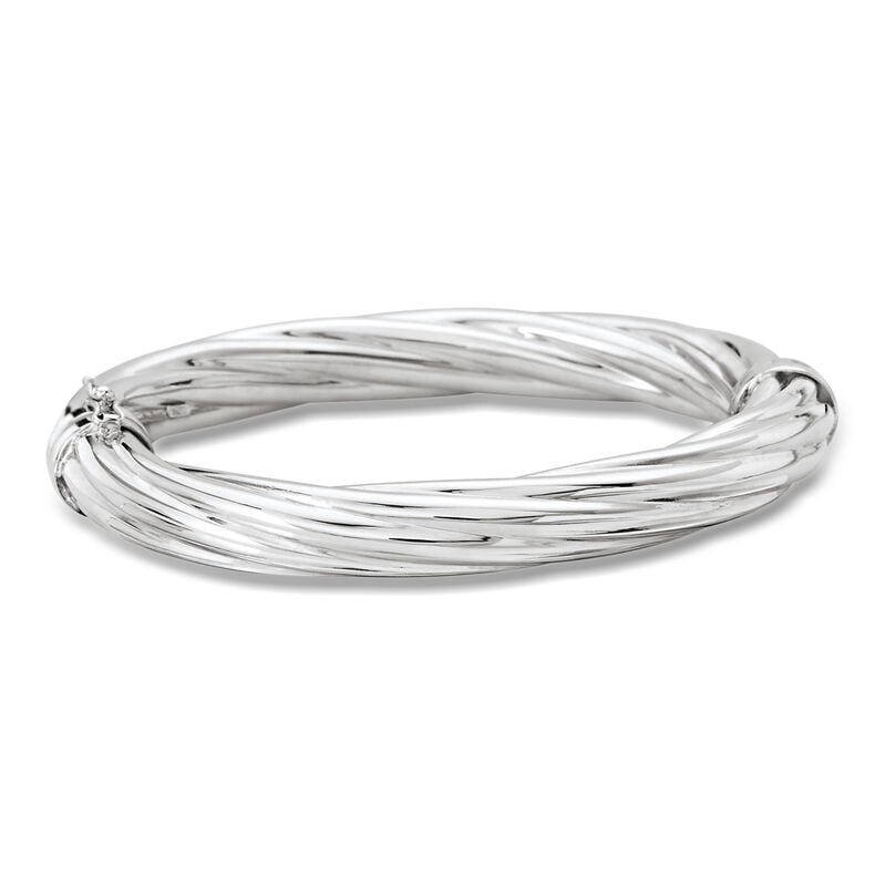 Italian 10mm Sterling Silver Twisted Bangle Bracelet image number 0