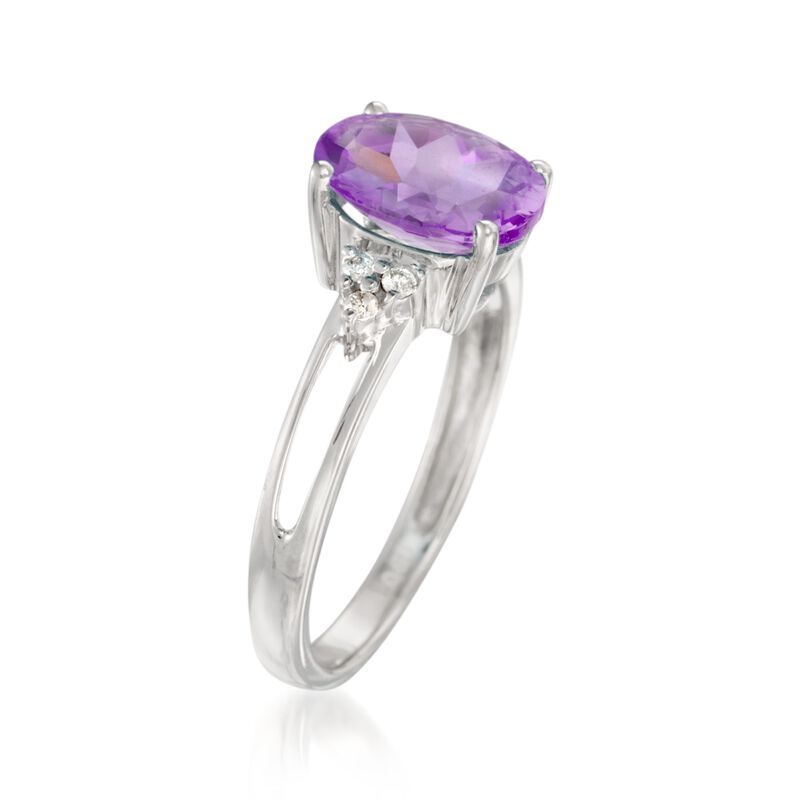 2.35 Carat Amethyst and Diamond Ring in 14kt White Gold image number 2