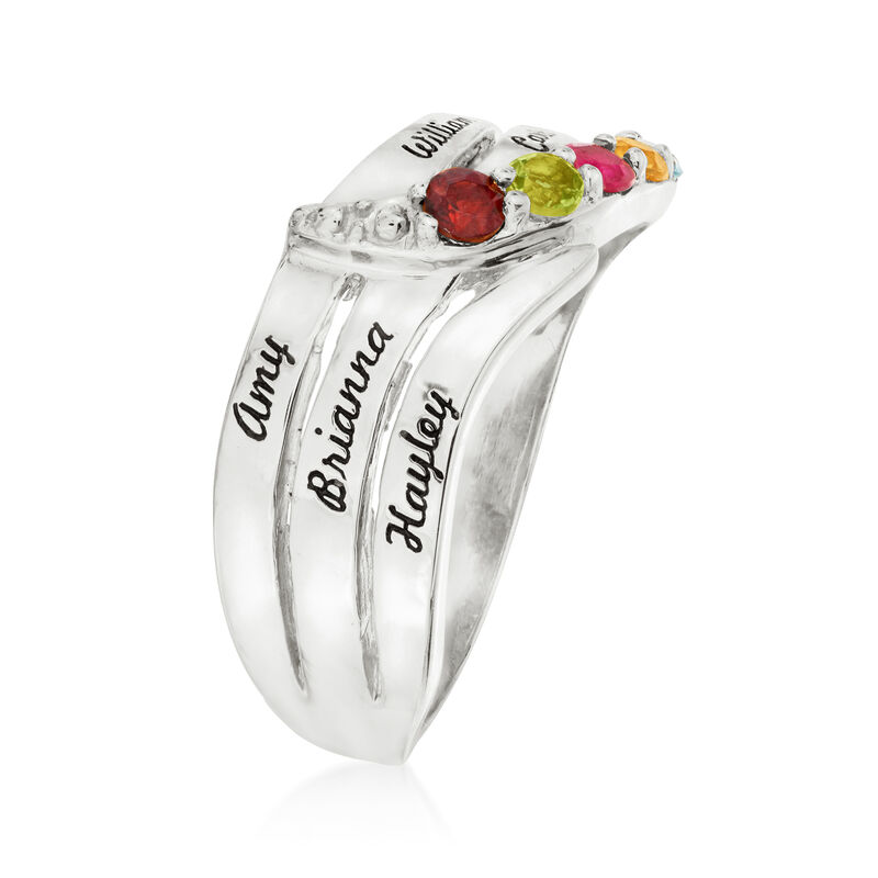 Personalized Birthstone and Name Three-Row Ring in 14kt Gold image number 4