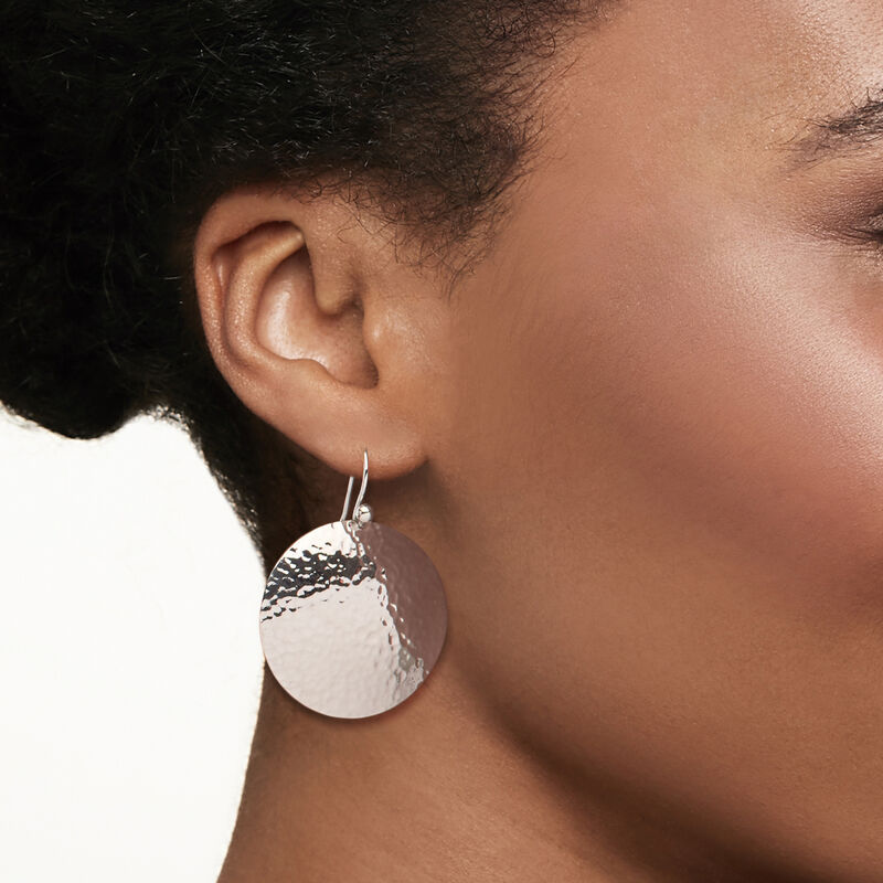 Sterling Silver Hammered Disc Earrings image number 1