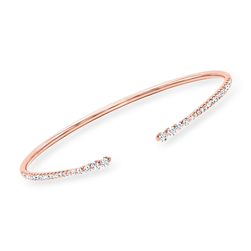 .49 ct. t.w. Diamond Cuff Bracelet in 18kt Rose Gold. 7&quot; image number 0