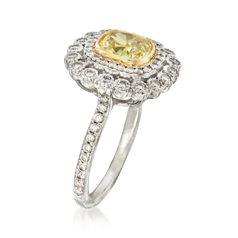 C. 2000 Vintage Tiffany Jewelry 1.75 ct. t.w. Yellow and White Diamond Ring in 18kt White Gold and Platinum. Size 4 image number 2