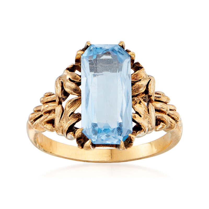 C. 1970 Vintage 3.00 Carat Synthetic Blue Spinel Ring in 10kt Yellow Gold image number 0