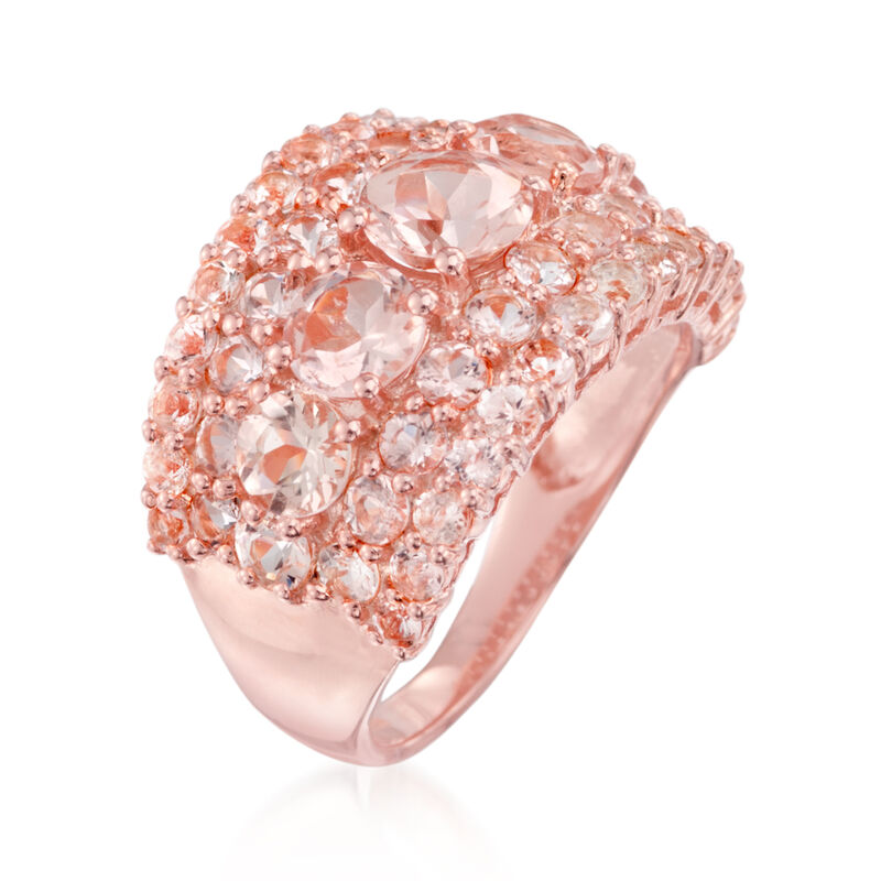 4.10 ct. t.w. Morganite Ring in 18kt Rose Gold Over Sterling image number 2
