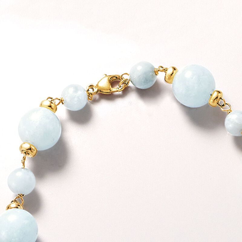 Milky Aquamarine Station Necklace in 14kt Yellow Gold image number 3
