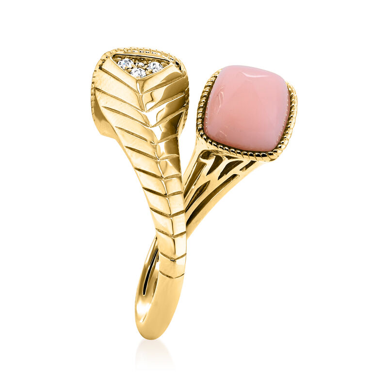 Pink Opal and .12 ct. t.w. Diamond Bypass Ring in 14kt Yellow Gold image number 1