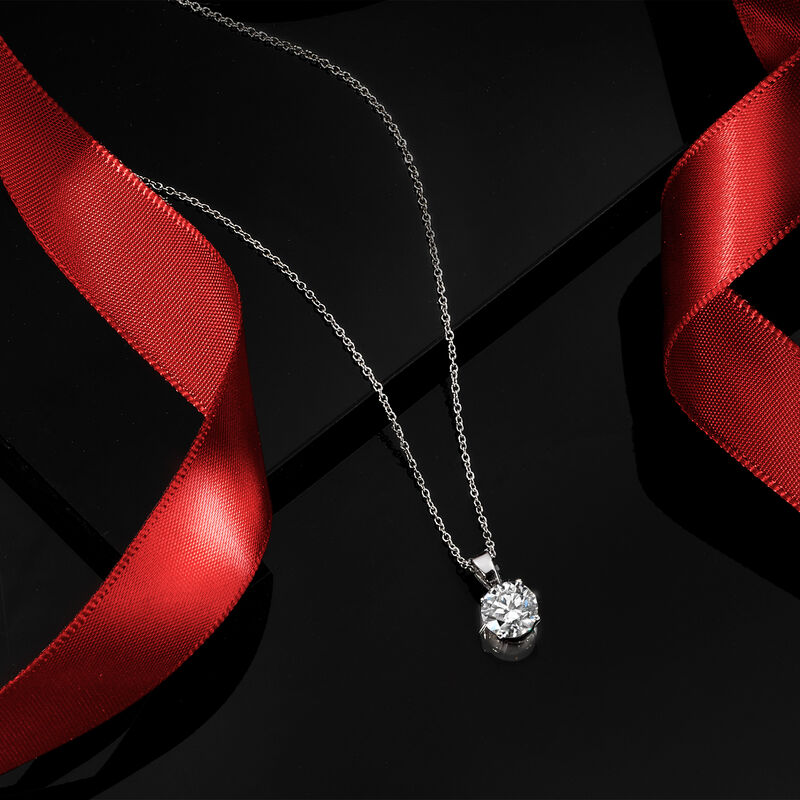 1.00 Carat Lab-Grown Diamond Solitaire Necklace in 14kt White Gold image number 4