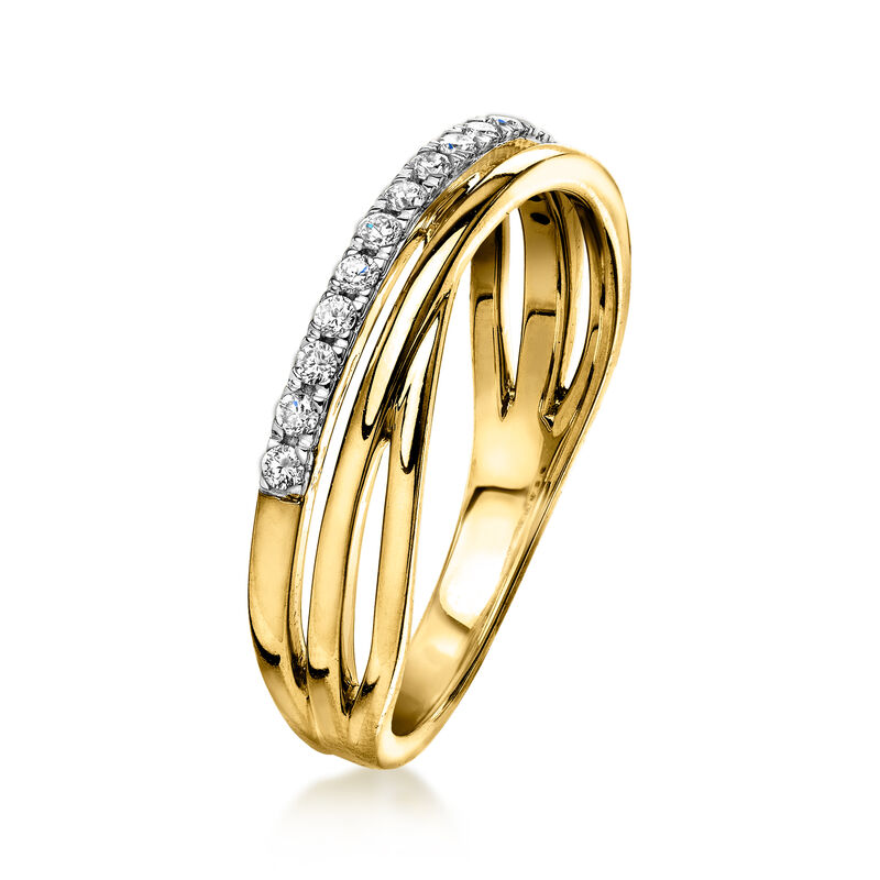 .15 ct. t.w. Lab-Grown Diamond Crisscross Ring in 18kt Gold Over Sterling image number 2