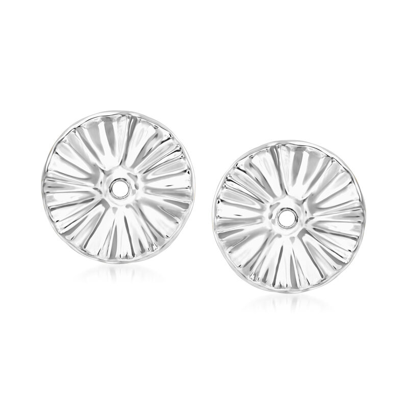 14kt White Gold Sunburst Earring Jackets image number 2
