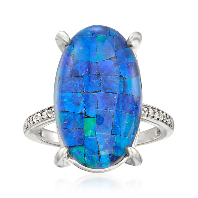Multi-Gemstone and .80 ct. t.w. White Zircon Triplet Ring in Sterling Silver image number 0