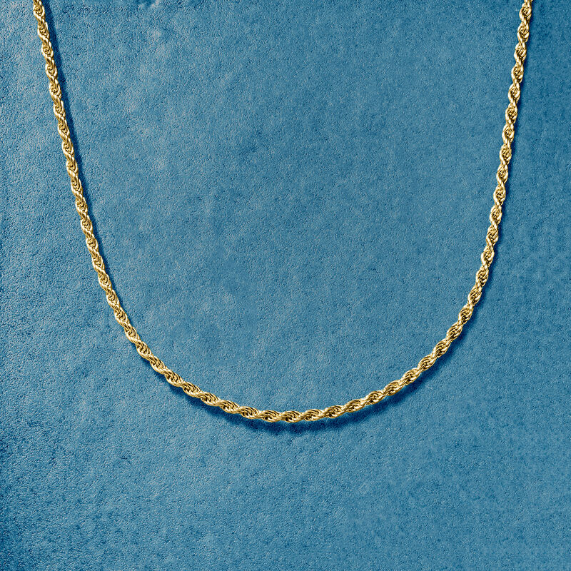 2mm 18kt Gold Over Sterling Rope-Chain Necklace image number 3