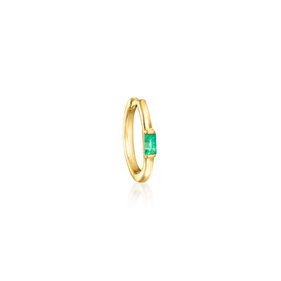 Emerald Clicker Hoop Earrings in 14kt Yellow Gold