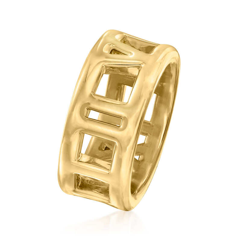 Italian Andiamo 14kt Yellow Gold Over Resin Roman Numeral Ring. Size 7 image number 2