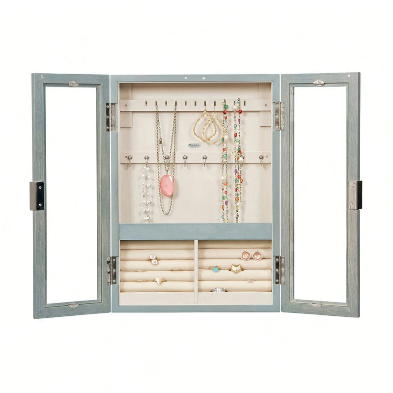 Mele & Co. &quot;Leia&quot; Oceanside Gray-Finish Hanging Jewelry Cabinet  image number 2