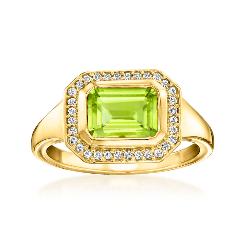 1.40 Carat Peridot Ring with .10 ct. t.w. White Topaz in 18kt Gold Over Sterling image number 0