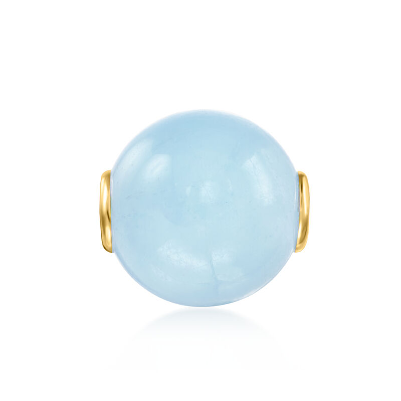 20.00 Carat Milky Aquamarine Bead Pendant in 14kt Yellow Gold image number 1