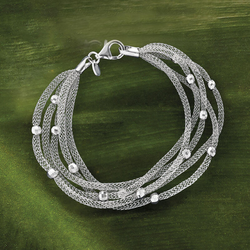 Italian Sterling Silver Multi-Strand Mesh Bracelet image number 3