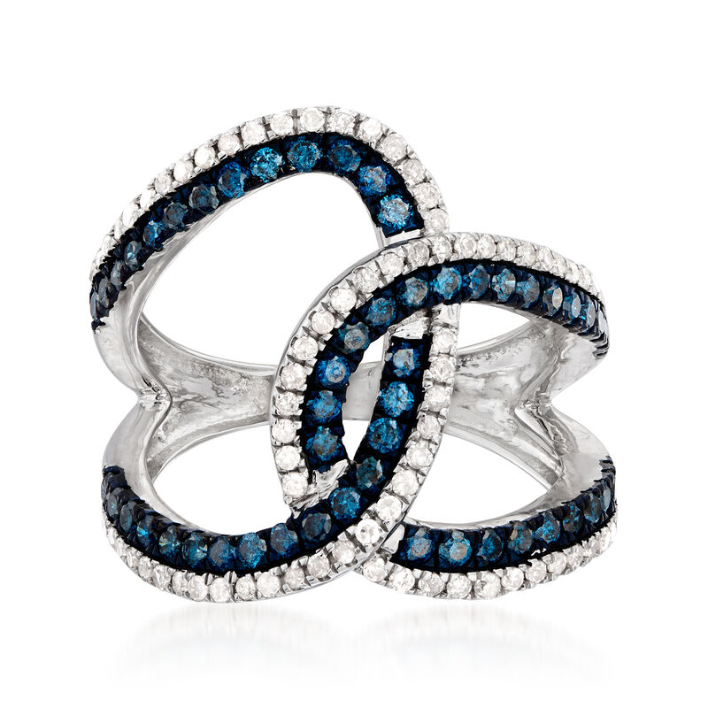 1.25 ct. t.w. Blue and White Diamond Ring in Sterling Silver image number 0