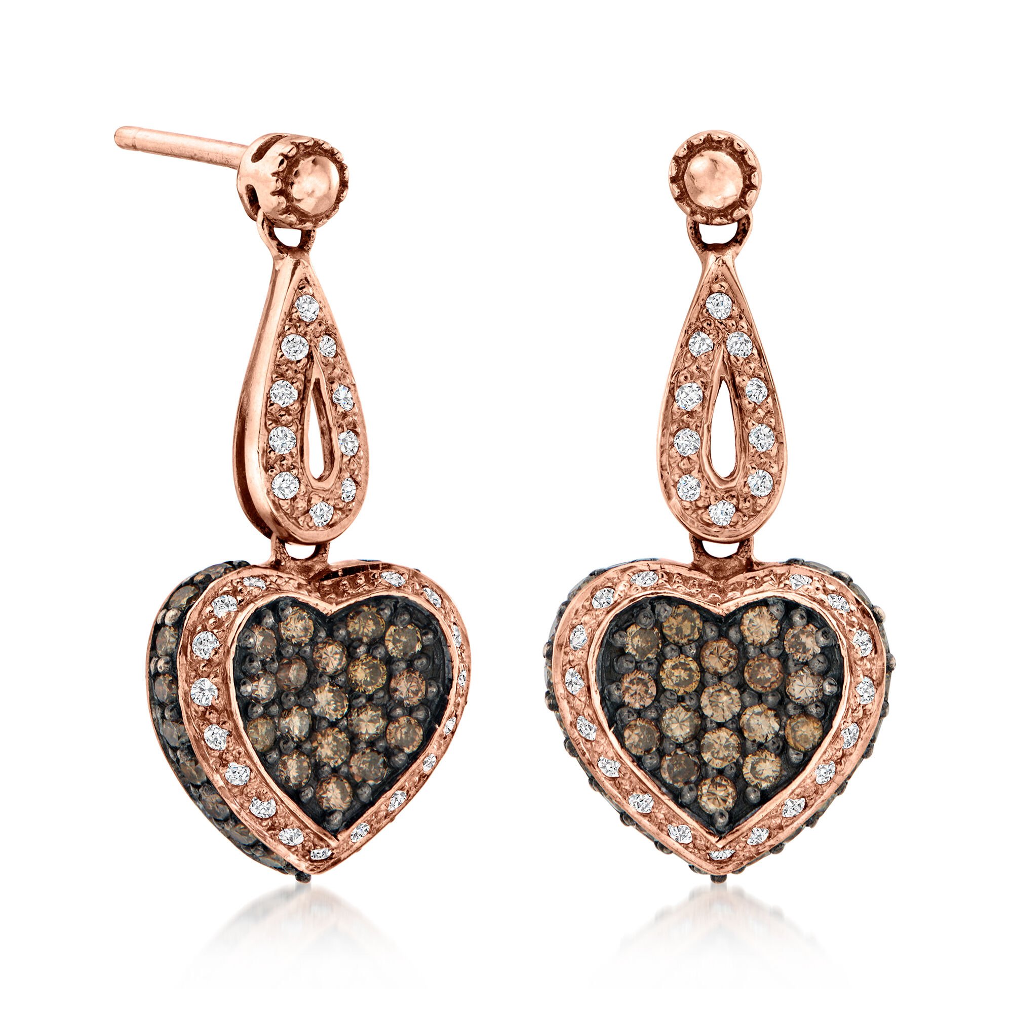 Le Vian .95 ct. t.w. Chocolate Diamond Heart Drop Earrings with