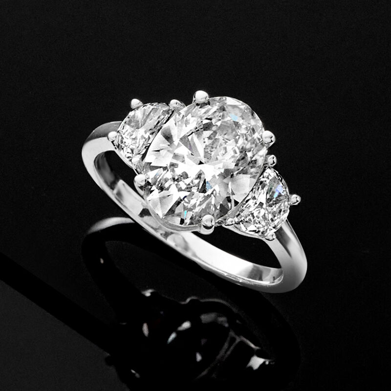 3.60 ct. t.w. Oval and Half-Moon Lab-Grown Diamond Ring in 14kt White Gold image number 4