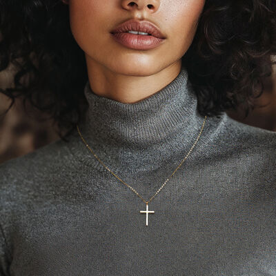 Italian 14kt Yellow Gold Cross Necklace