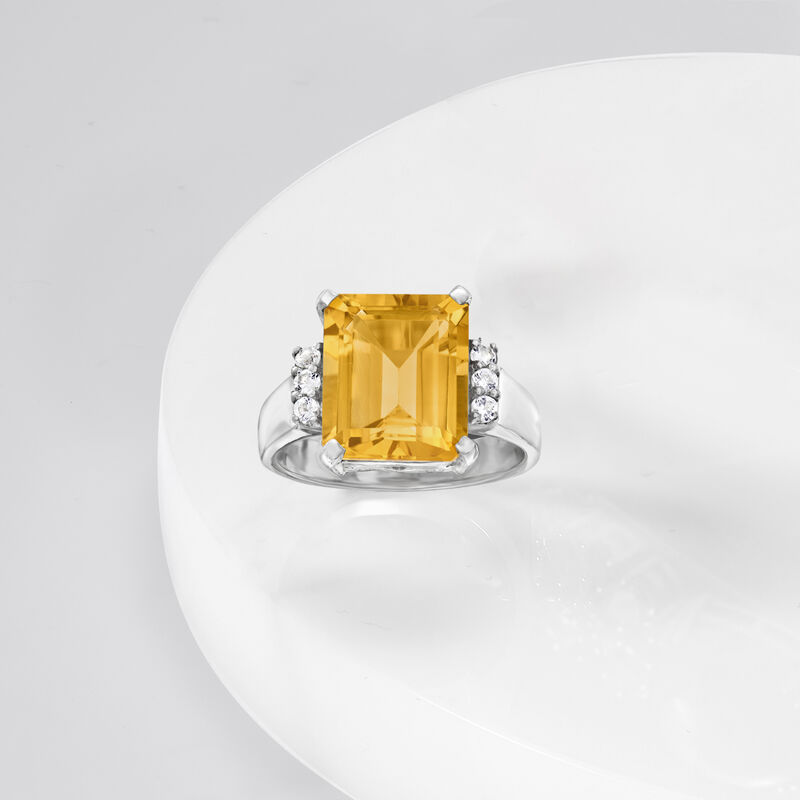5.30 Carat Citrine and .20 ct. t.w. White Topaz Ring in Sterling Silver image number 3