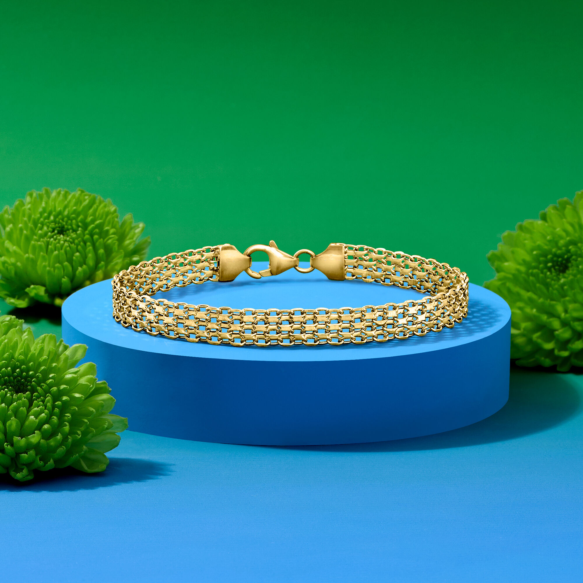 Italian 18kt Yellow Gold Bismark Link Bracelet