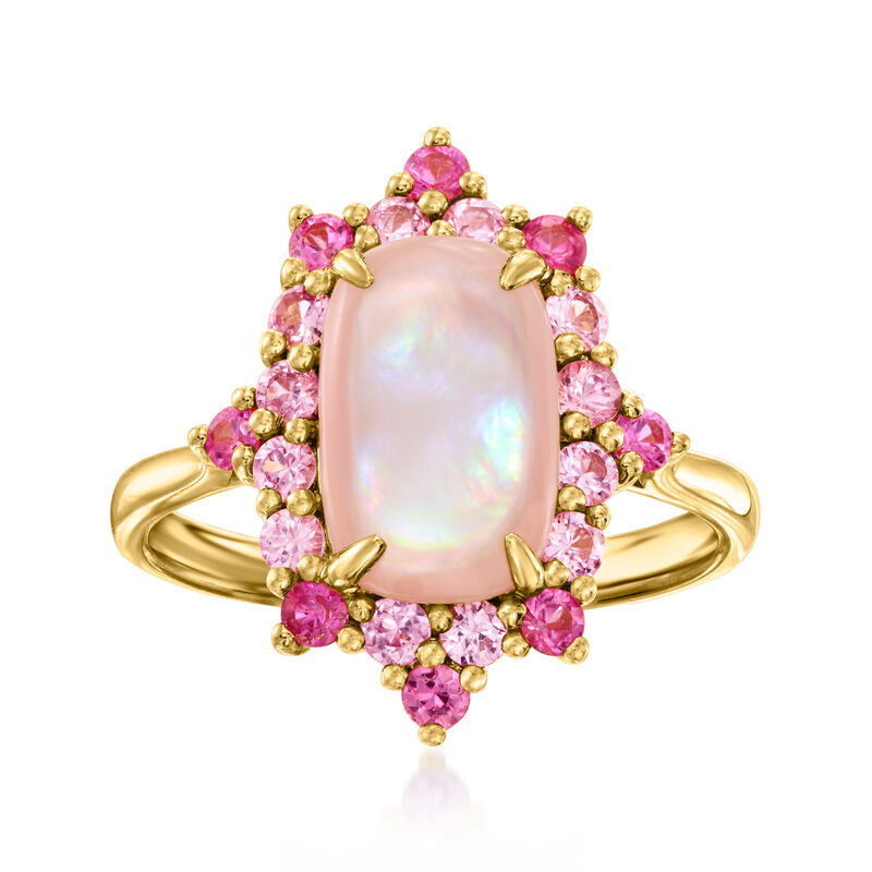 Pink Mother-of-Pearl and Pink Sapphire Ring in 18kt