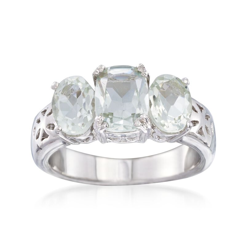 2.40 ct. t.w. Green Prasiolite Three-Stone Ring in Sterling Silver image number 0