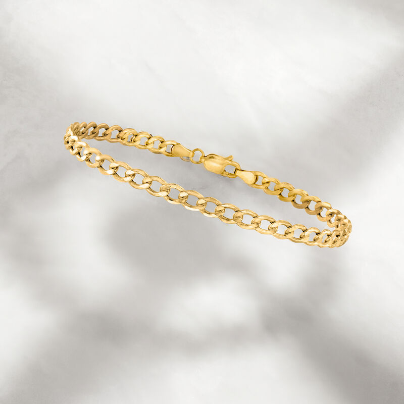 4.3mm 10kt Yellow Gold Curb-Link Bracelet image number 2
