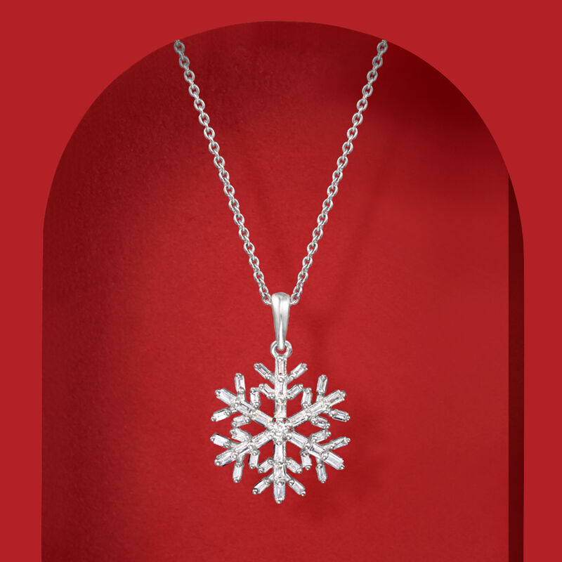 .28 ct. t.w. Diamond Snowflake Pendant Necklace in Sterling Silver image number 2